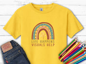 Life Happens Visuals Help Kids T-Shirt-Daisy-Neurodiversity, ADHD & Autism Awareness & Acceptance Kids clothes by Daily Bloom