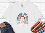 Life Happens Visuals Help Kids T-Shirt-White-Neurodiversity, ADHD & Autism Awareness & Acceptance Kids clothes by Daily Bloom
