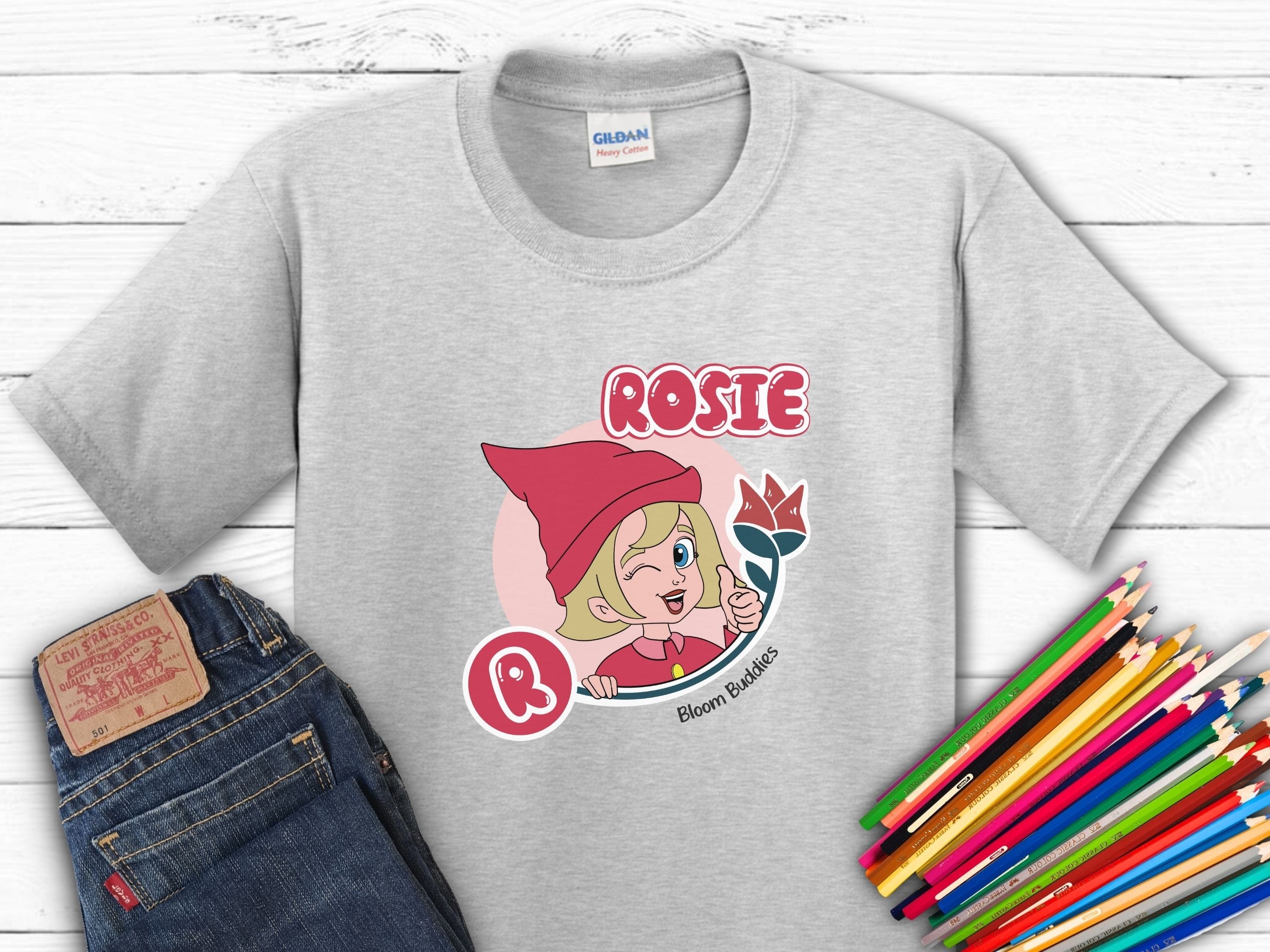 Rosie Profile Picture - Bloom Buddies Kids T-Shirt-Ash-Neurodiversity, ADHD & Autism Awareness & Acceptance Kids clothes by Daily Bloom