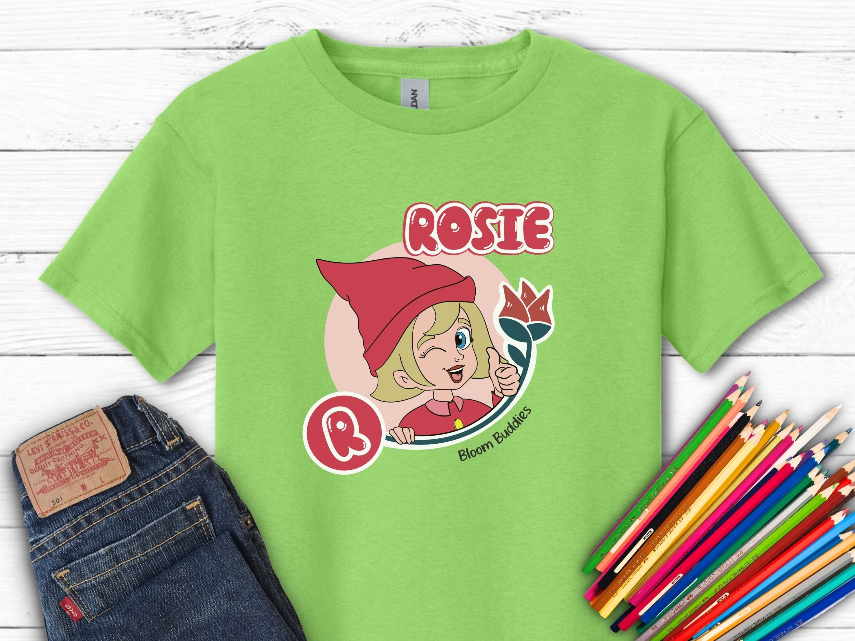 Rosie Profile Picture - Bloom Buddies Kids T-Shirt-Lime-Neurodiversity, ADHD & Autism Awareness & Acceptance Kids clothes by Daily Bloom