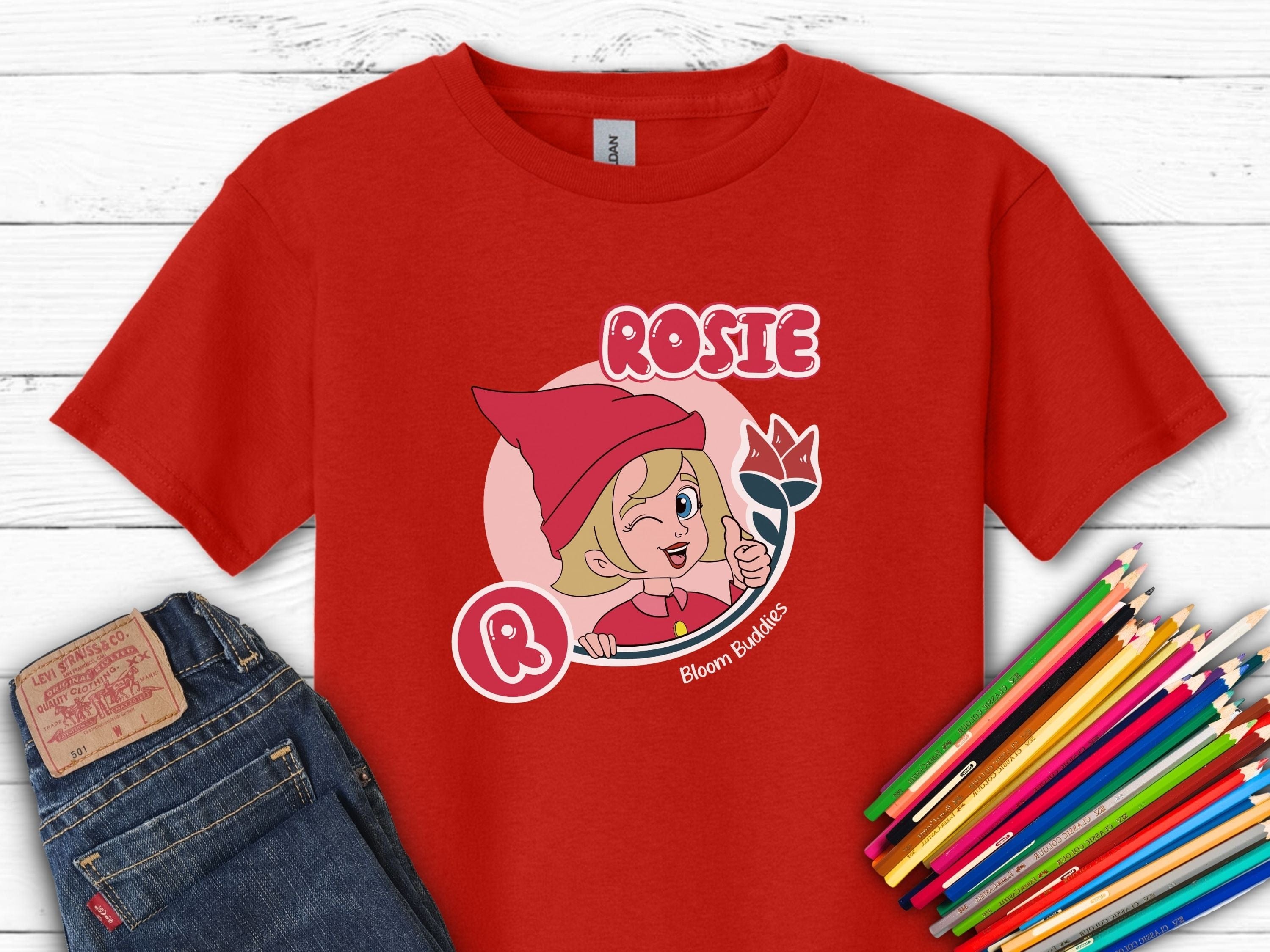 Rosie Profile Picture - Bloom Buddies Kids T-Shirt-Red-Neurodiversity, ADHD & Autism Awareness & Acceptance Kids clothes by Daily Bloom