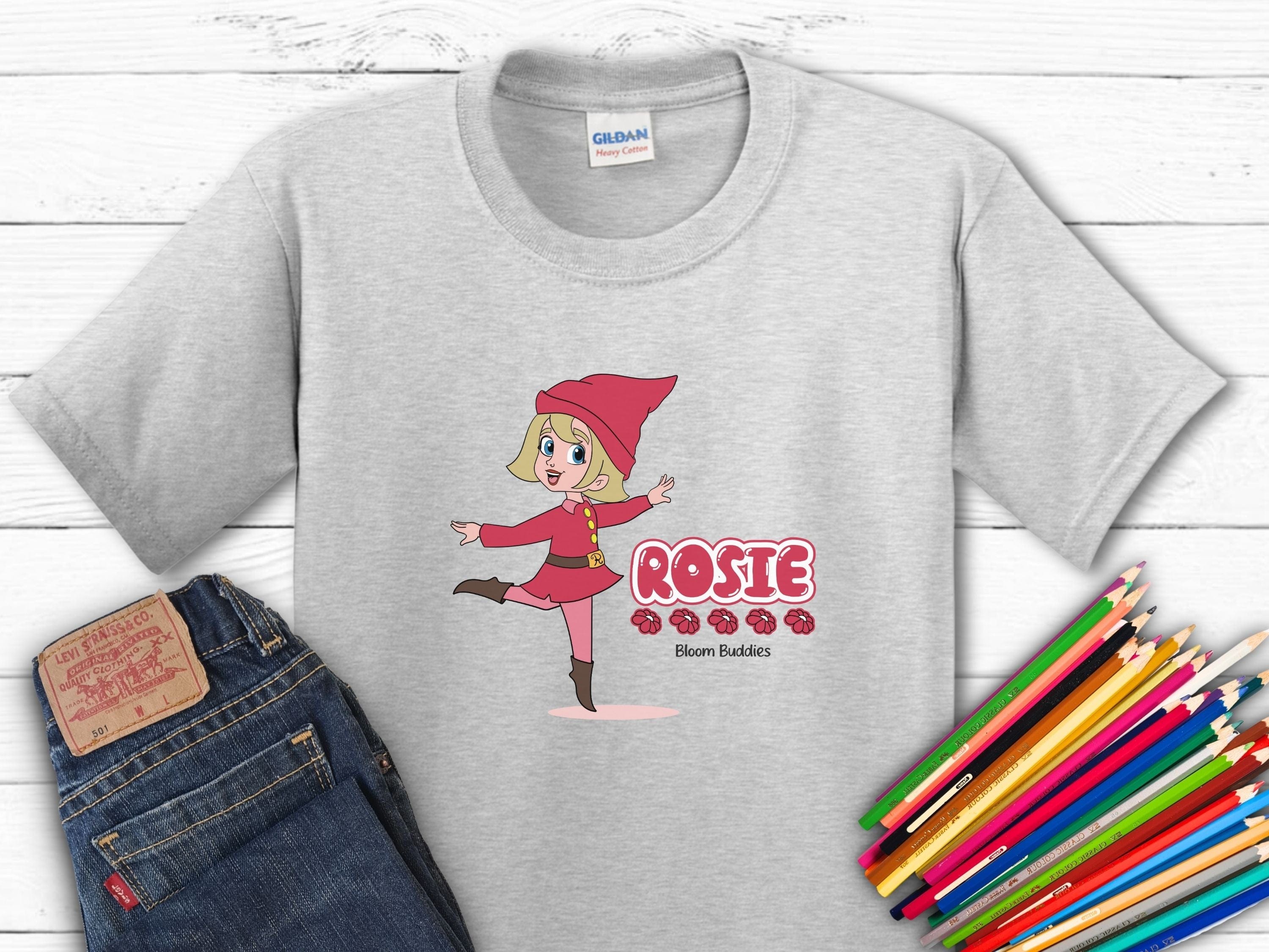 Rosie Skipping - Bloom Buddies Kids T-Shirt-Ash-Neurodiversity, ADHD & Autism Awareness & Acceptance Kids clothes by Daily Bloom