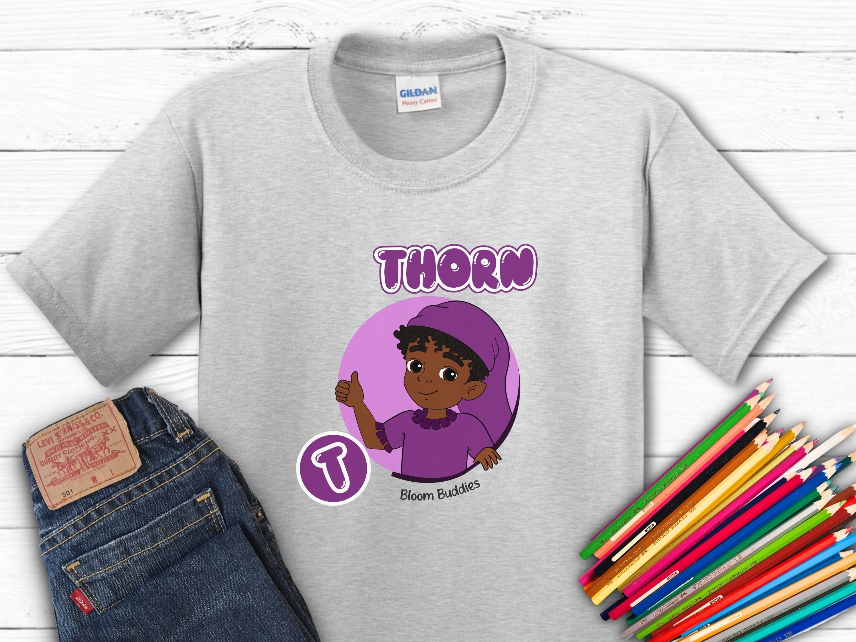 Thorn Profile Picture - Bloom Buddies Kids T-Shirt-Ash-Neurodiversity, ADHD & Autism Awareness & Acceptance Kids clothes by Daily Bloom