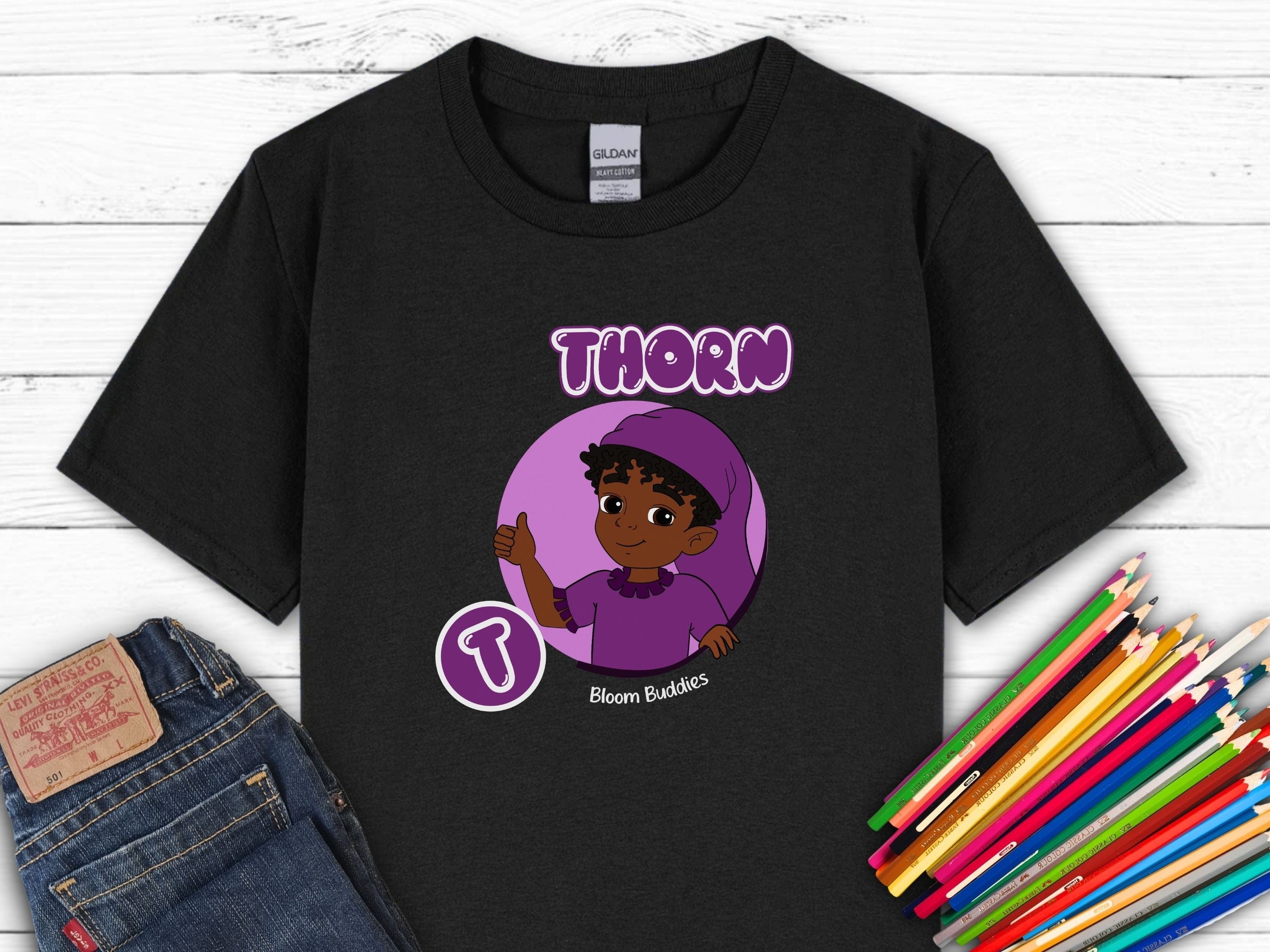 Thorn Profile Picture - Bloom Buddies Kids T-Shirt-Black-Neurodiversity, ADHD & Autism Awareness & Acceptance Kids clothes by Daily Bloom