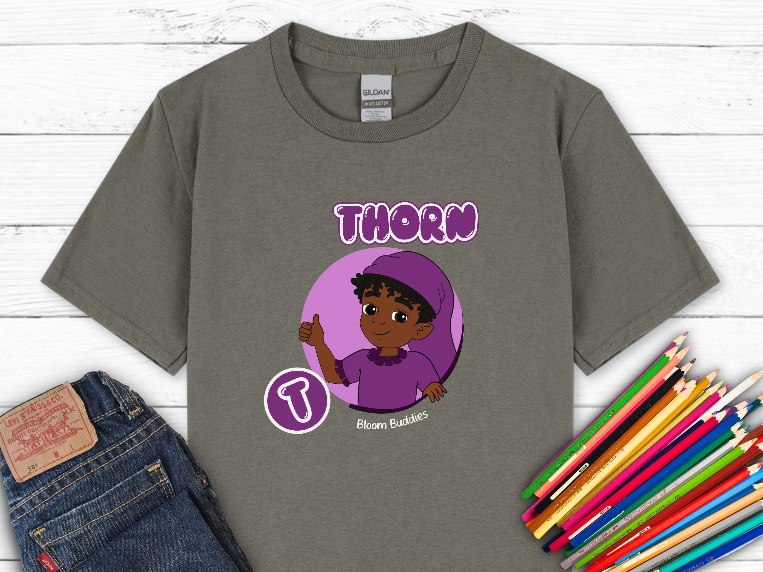 Thorn Profile Picture - Bloom Buddies Kids T-Shirt-Charcoal-Neurodiversity, ADHD & Autism Awareness & Acceptance Kids clothes by Daily Bloom