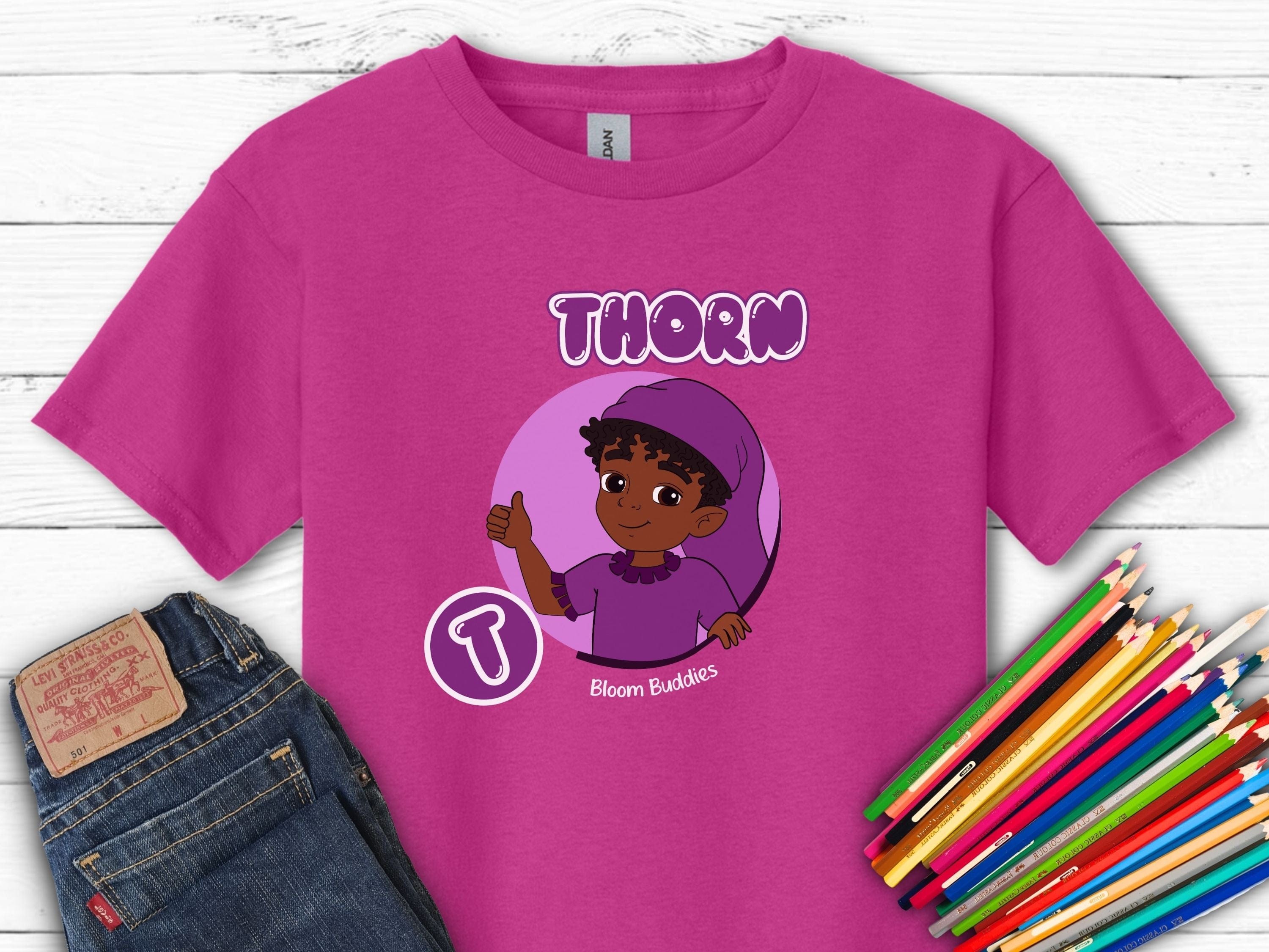 Thorn Profile Picture - Bloom Buddies Kids T-Shirt-Heliconia-Neurodiversity, ADHD & Autism Awareness & Acceptance Kids clothes by Daily Bloom