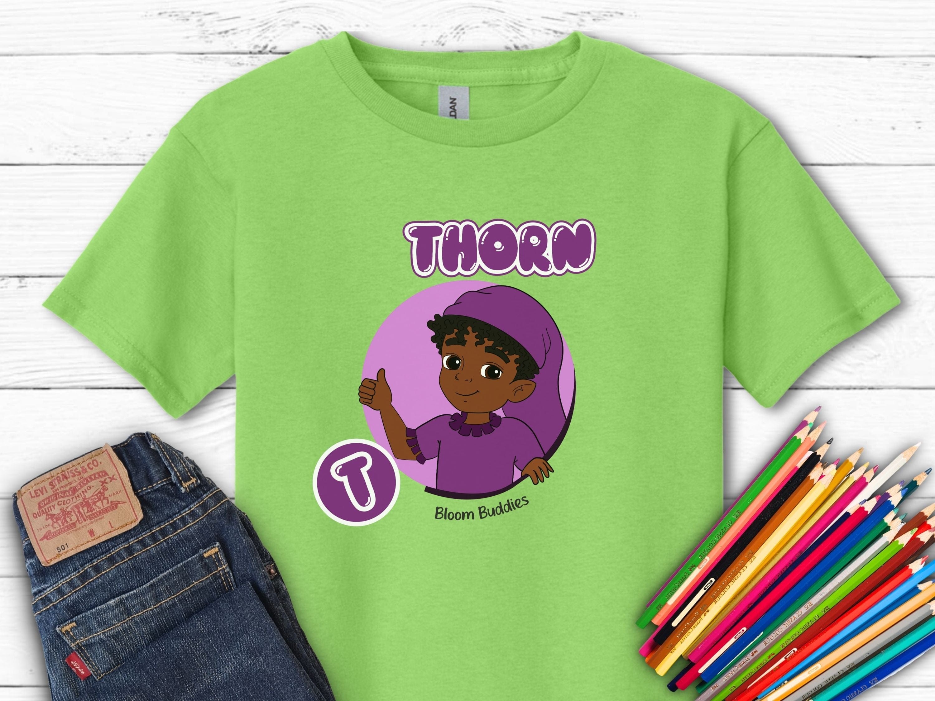 Thorn Profile Picture - Bloom Buddies Kids T-Shirt-Lime-Neurodiversity, ADHD & Autism Awareness & Acceptance Kids clothes by Daily Bloom