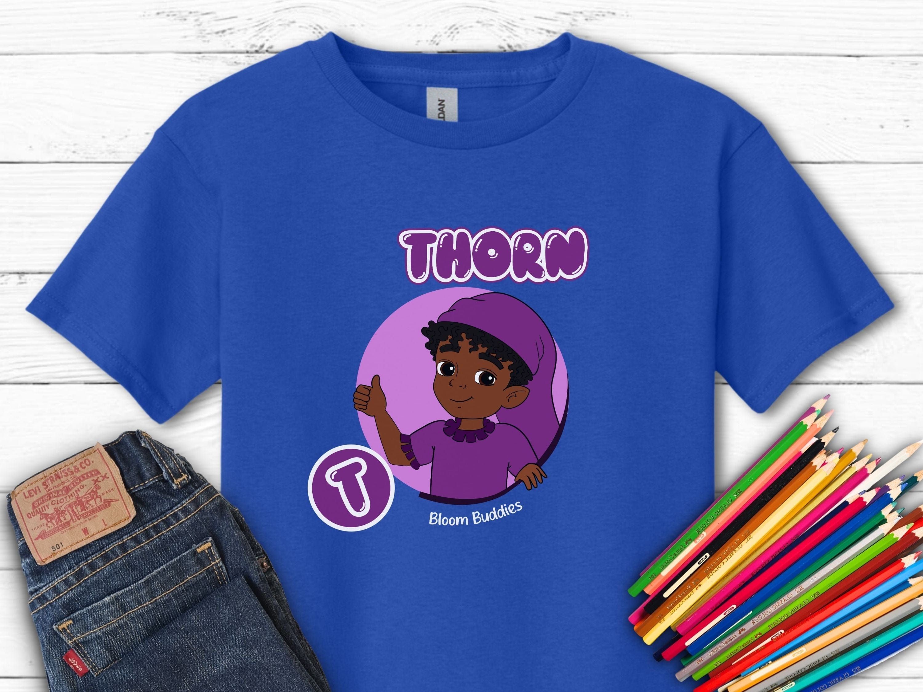 Thorn Profile Picture - Bloom Buddies Kids T-Shirt-Royal-Neurodiversity, ADHD & Autism Awareness & Acceptance Kids clothes by Daily Bloom