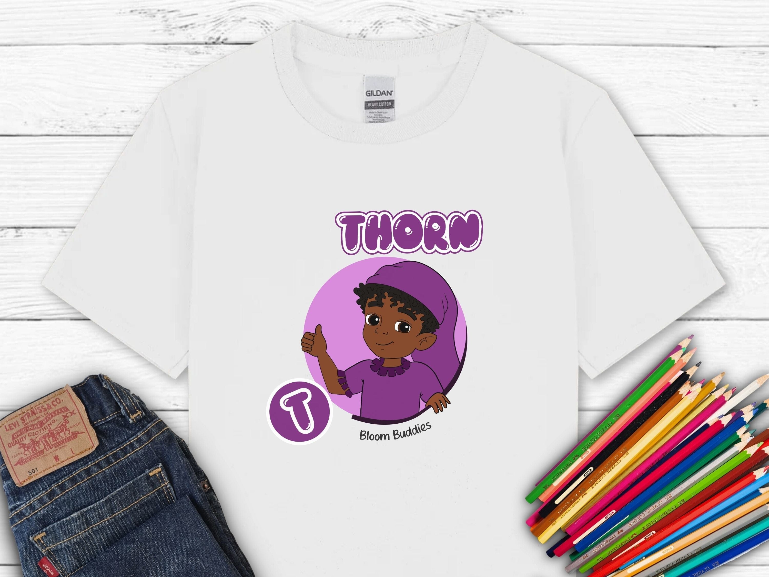 Thorn Profile Picture - Bloom Buddies Kids T-Shirt-White-Neurodiversity, ADHD & Autism Awareness & Acceptance Kids clothes by Daily Bloom
