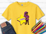 Thorn the Star - Bloom Buddies Kids T-Shirt-Daisy-Neurodiversity, ADHD & Autism Awareness & Acceptance Kids clothes by Daily Bloom