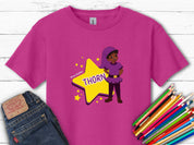 Thorn the Star - Bloom Buddies Kids T-Shirt-Heliconia-Neurodiversity, ADHD & Autism Awareness & Acceptance Kids clothes by Daily Bloom