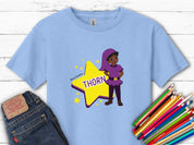 Thorn the Star - Bloom Buddies Kids T-Shirt-Light Blue-Neurodiversity, ADHD & Autism Awareness & Acceptance Kids clothes by Daily Bloom