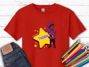 Thorn the Star - Bloom Buddies Kids T-Shirt-Red-Neurodiversity, ADHD & Autism Awareness & Acceptance Kids clothes by Daily Bloom