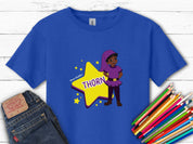 Thorn the Star - Bloom Buddies Kids T-Shirt-Royal-Neurodiversity, ADHD & Autism Awareness & Acceptance Kids clothes by Daily Bloom