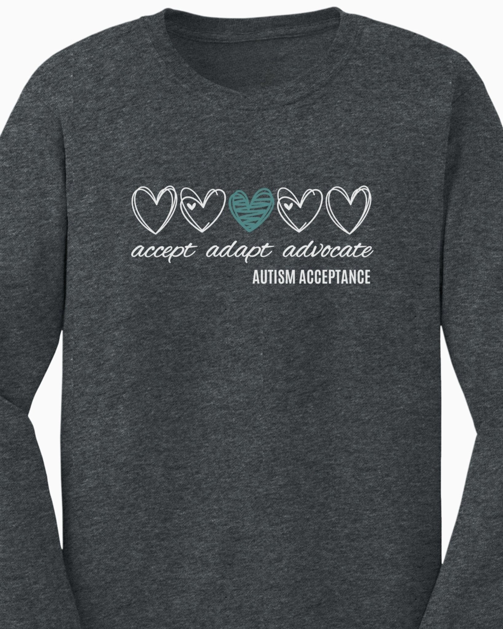Autism Long - sleeve - Accept Adapt Advocate Love Hearts Long Sleeve T-Shirt - Daily Bloom