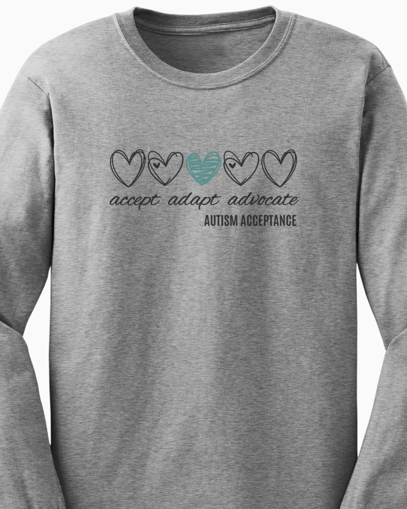 Autism Long - sleeve - Accept Adapt Advocate Love Hearts Long Sleeve T-Shirt - Daily Bloom
