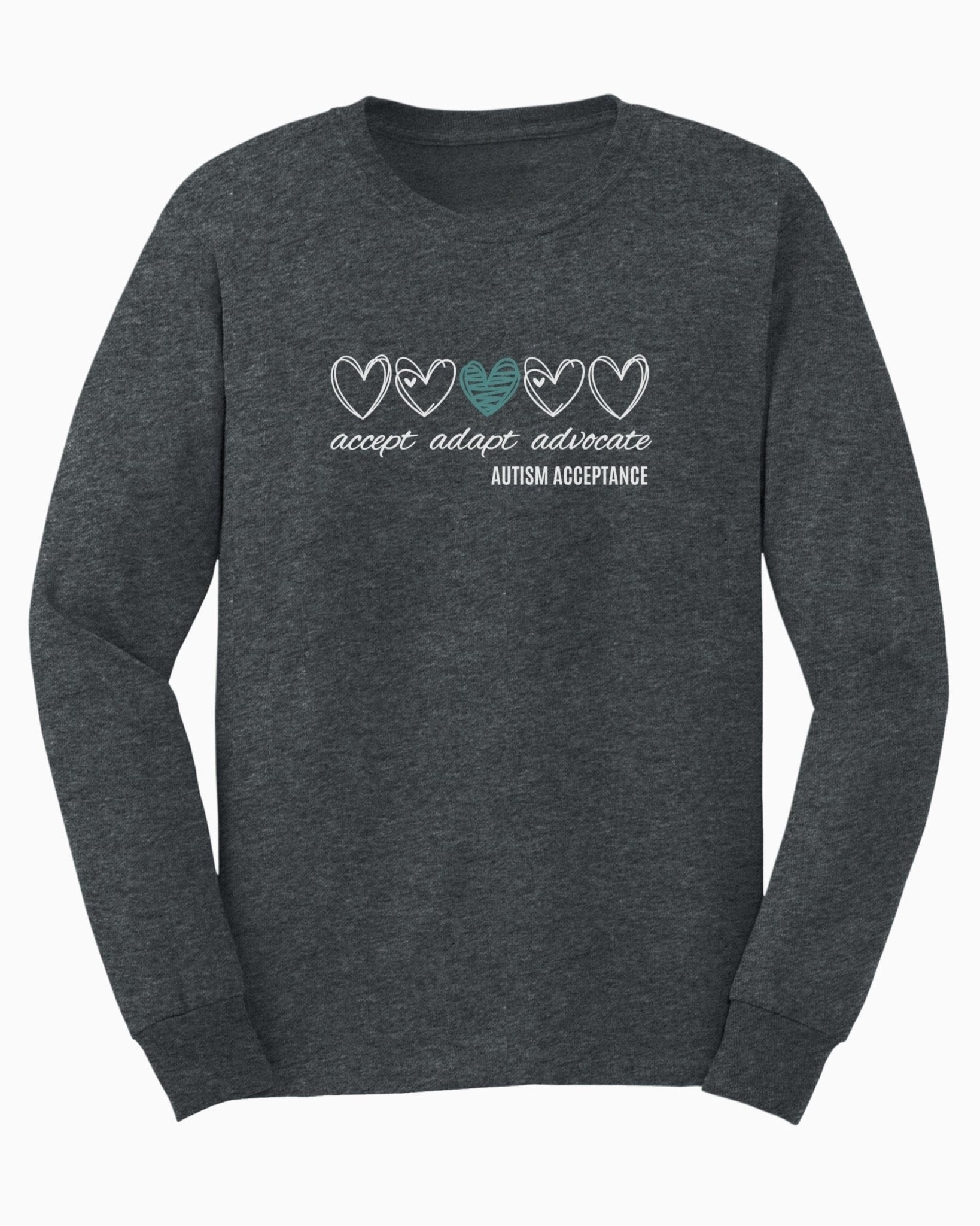 Autism Long - sleeve - Accept Adapt Advocate Love Hearts Long Sleeve T-Shirt - Daily Bloom