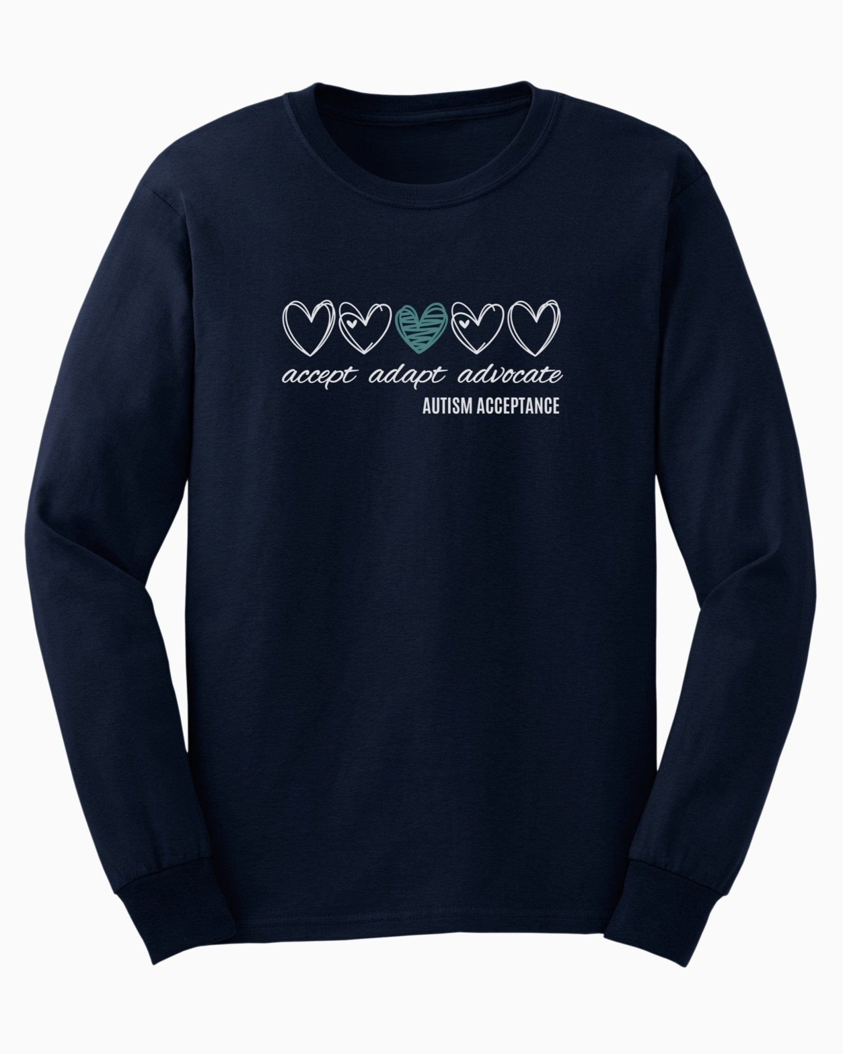 Autism Long - sleeve - Accept Adapt Advocate Love Hearts Long Sleeve T-Shirt - Daily Bloom