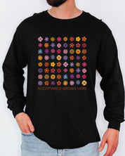 Acceptance Grows Here Flowers Long Sleeve T-Shirt-Neurodiversity, ADHD & Autism Awareness & Acceptance Long-sleeve by Daily Bloom
