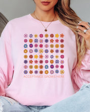 Acceptance Grows Here Flowers Long Sleeve T-Shirt-Neurodiversity, ADHD & Autism Awareness & Acceptance Long-sleeve by Daily Bloom