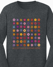 Acceptance Grows Here Flowers Long Sleeve T-Shirt-Neurodiversity, ADHD & Autism Awareness & Acceptance Long-sleeve by Daily Bloom