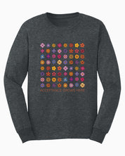 Acceptance Grows Here Flowers Long Sleeve T-Shirt-Dark Heather-Neurodiversity, ADHD & Autism Awareness & Acceptance Long-sleeve by Daily Bloom