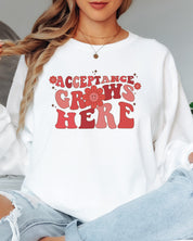 Acceptance Grows Here Groovy Long Sleeve T-Shirt-Neurodiversity, ADHD & Autism Awareness & Acceptance Long-sleeve by Daily Bloom