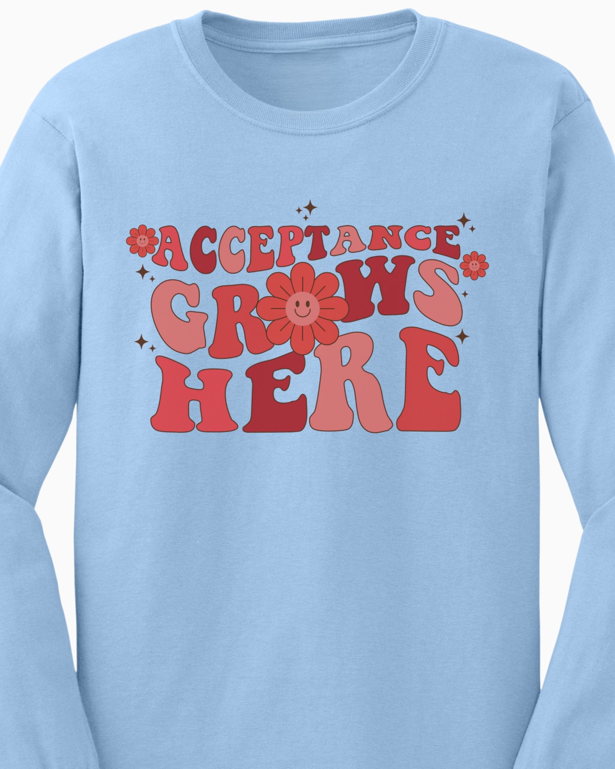 Acceptance Grows Here Groovy Long Sleeve T-Shirt-Neurodiversity, ADHD & Autism Awareness & Acceptance Long-sleeve by Daily Bloom