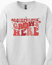 Acceptance Grows Here Groovy Long Sleeve T-Shirt-Neurodiversity, ADHD & Autism Awareness & Acceptance Long-sleeve by Daily Bloom