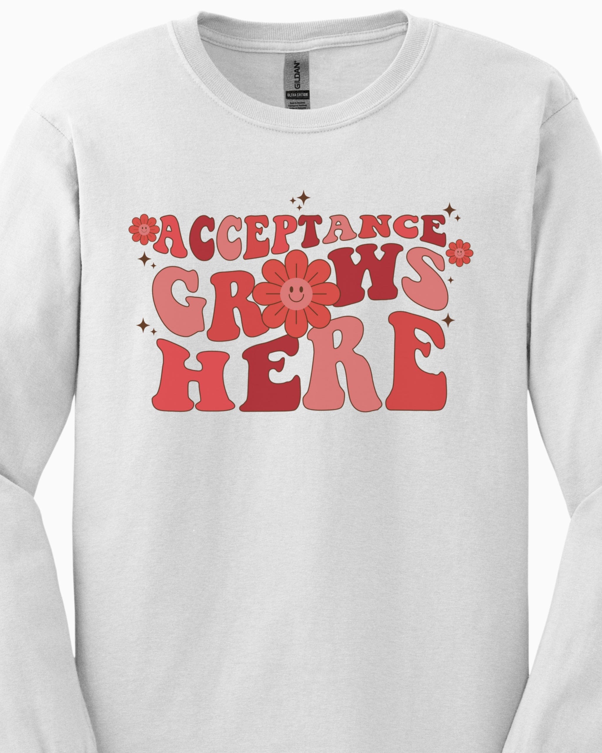 Acceptance Grows Here Groovy Long Sleeve T-Shirt-Neurodiversity, ADHD & Autism Awareness & Acceptance Long-sleeve by Daily Bloom