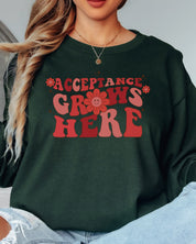 Acceptance Grows Here Groovy Long Sleeve T-Shirt-Neurodiversity, ADHD & Autism Awareness & Acceptance Long-sleeve by Daily Bloom