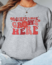 Acceptance Grows Here Groovy Long Sleeve T-Shirt-Neurodiversity, ADHD & Autism Awareness & Acceptance Long-sleeve by Daily Bloom