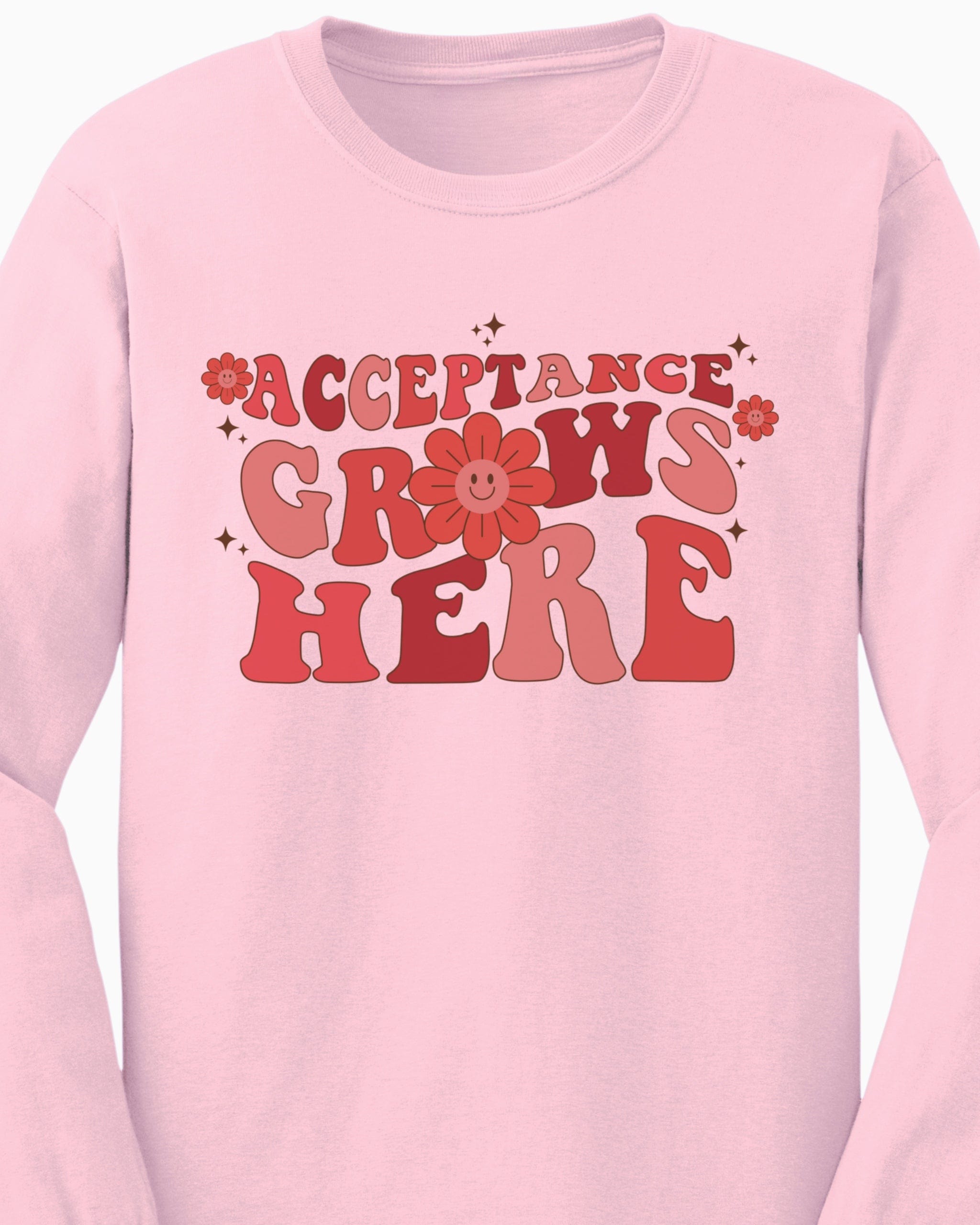 Acceptance Grows Here Groovy Long Sleeve T-Shirt-Neurodiversity, ADHD & Autism Awareness & Acceptance Long-sleeve by Daily Bloom