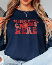 Acceptance Grows Here Groovy Long Sleeve T-Shirt-Neurodiversity, ADHD & Autism Awareness & Acceptance Long-sleeve by Daily Bloom