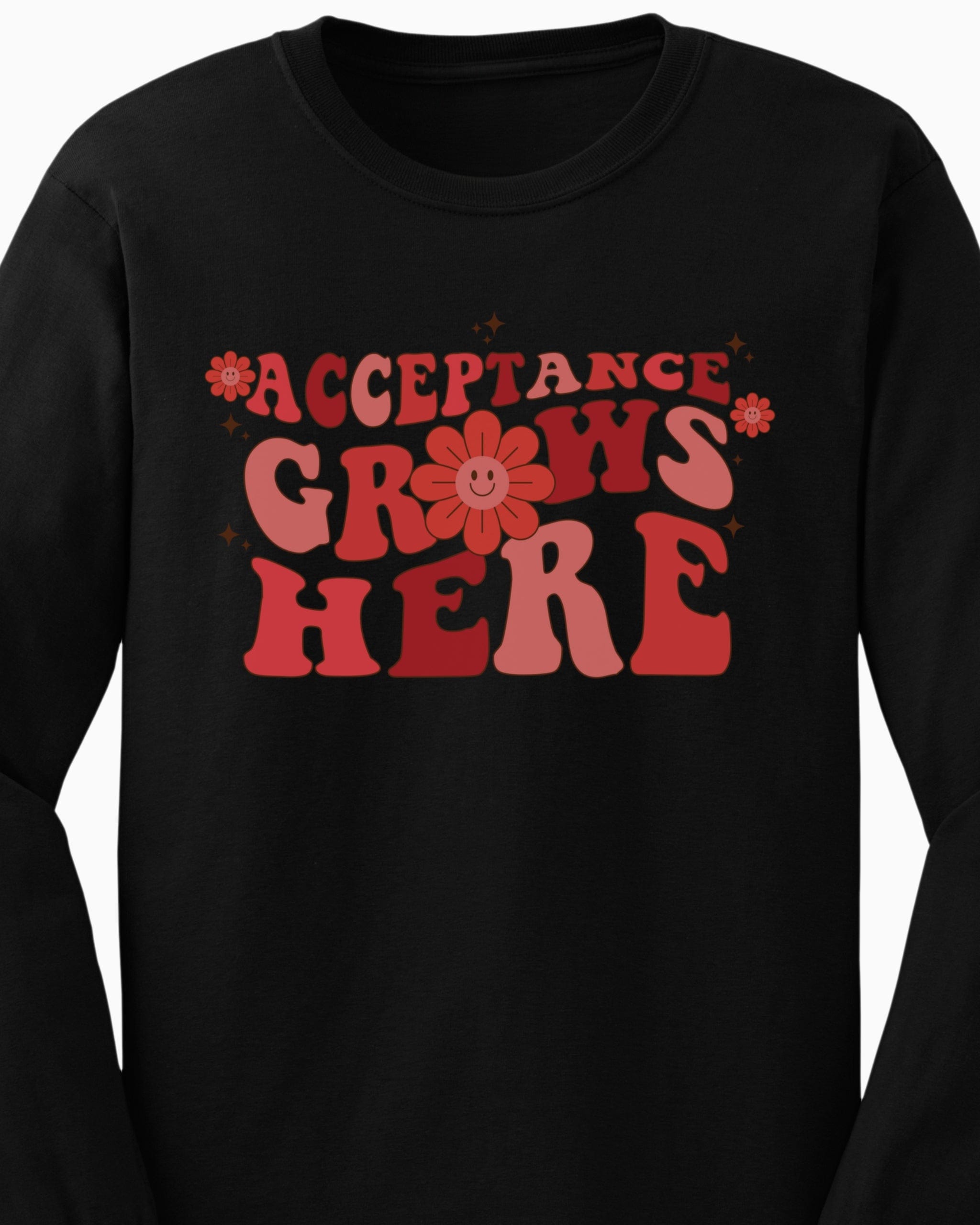 Acceptance Grows Here Groovy Long Sleeve T-Shirt-Neurodiversity, ADHD & Autism Awareness & Acceptance Long-sleeve by Daily Bloom