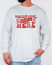 Acceptance Grows Here Groovy Long Sleeve T-Shirt-Neurodiversity, ADHD & Autism Awareness & Acceptance Long-sleeve by Daily Bloom