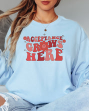 Acceptance Grows Here Groovy Long Sleeve T-Shirt-Neurodiversity, ADHD & Autism Awareness & Acceptance Long-sleeve by Daily Bloom