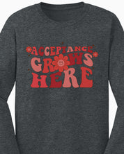 Acceptance Grows Here Groovy Long Sleeve T-Shirt-Neurodiversity, ADHD & Autism Awareness & Acceptance Long-sleeve by Daily Bloom