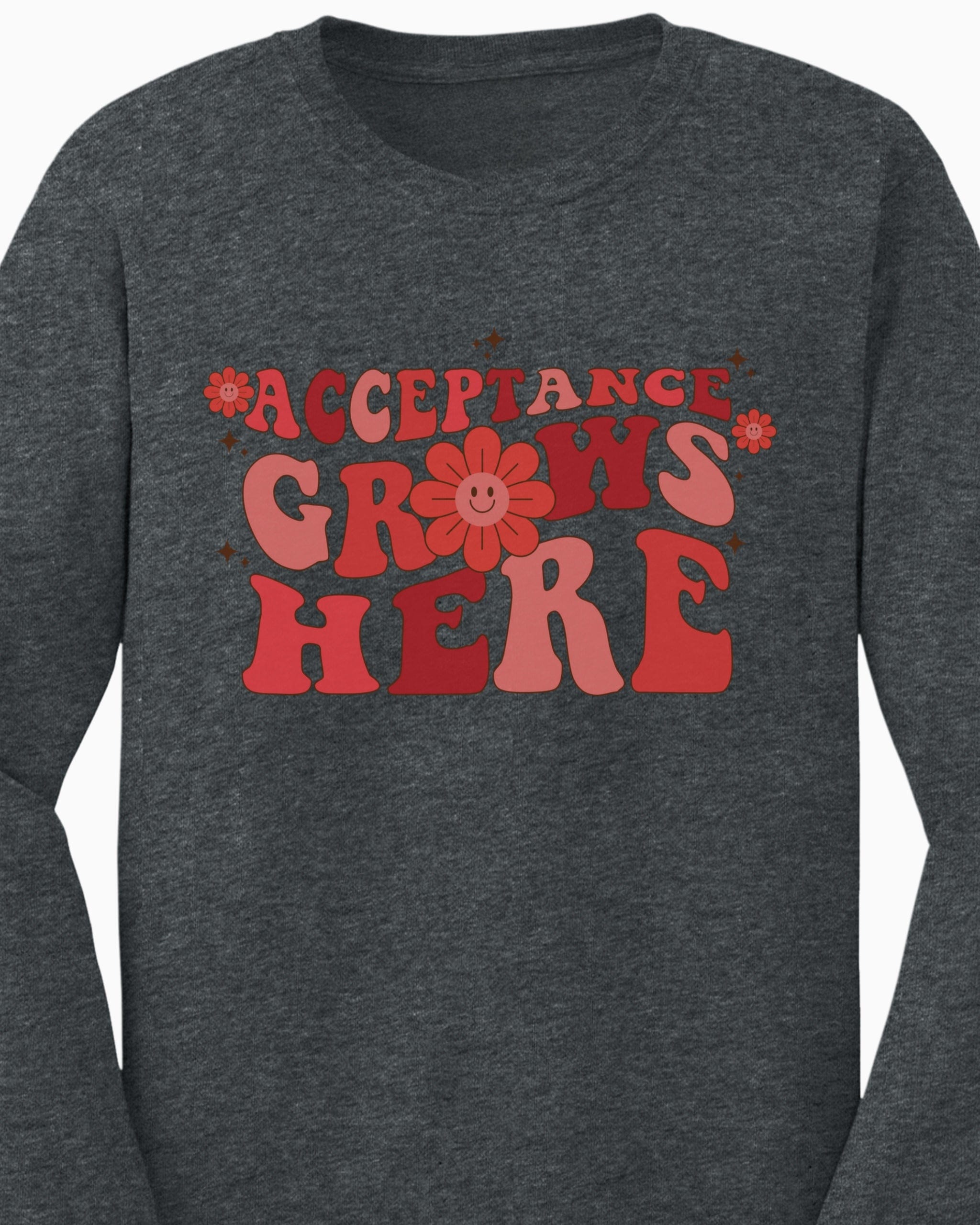 Acceptance Grows Here Groovy Long Sleeve T-Shirt-Neurodiversity, ADHD & Autism Awareness & Acceptance Long-sleeve by Daily Bloom