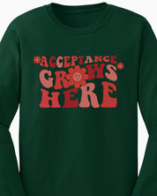 Acceptance Grows Here Groovy Long Sleeve T-Shirt-Neurodiversity, ADHD & Autism Awareness & Acceptance Long-sleeve by Daily Bloom