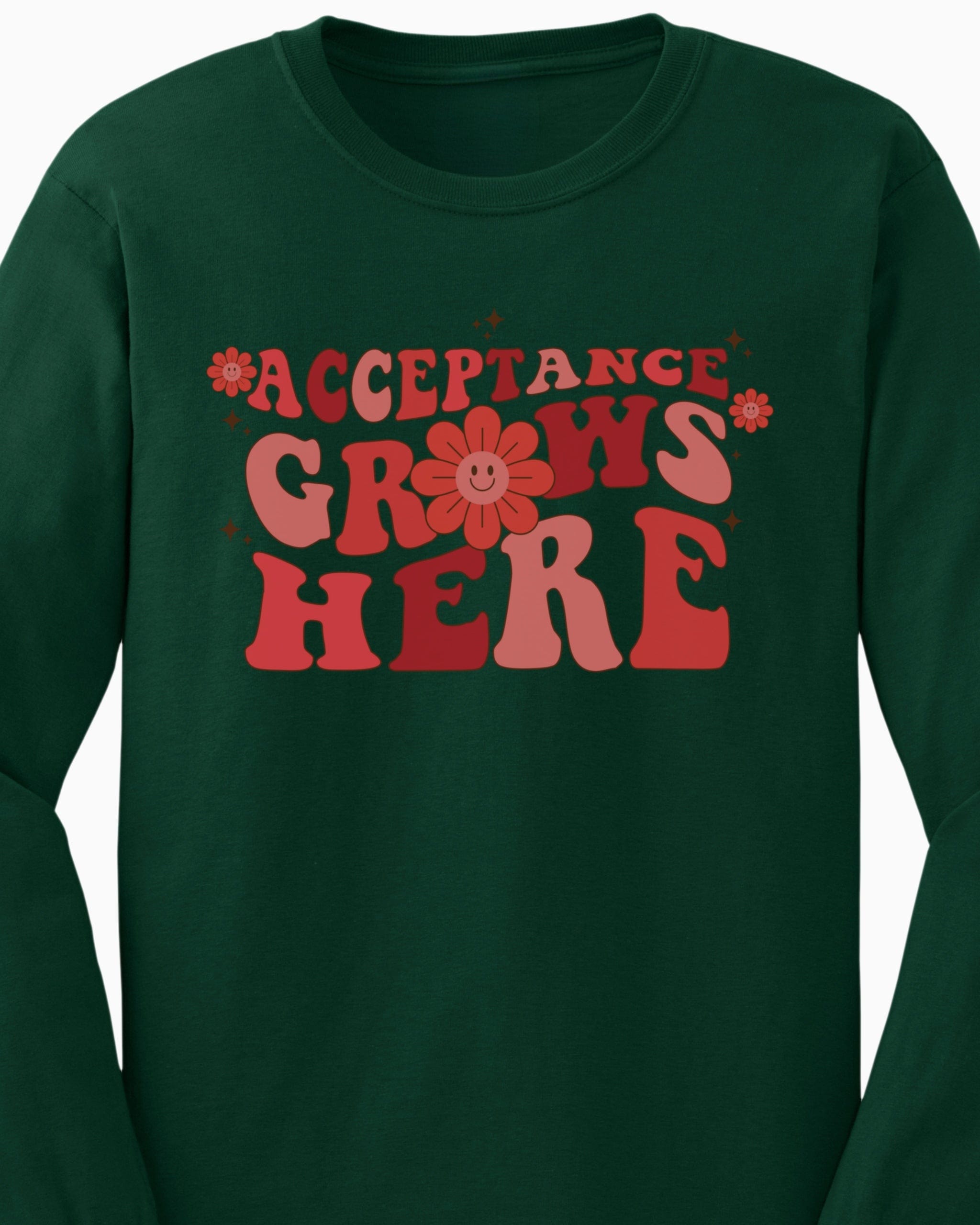 Acceptance Grows Here Groovy Long Sleeve T-Shirt-Neurodiversity, ADHD & Autism Awareness & Acceptance Long-sleeve by Daily Bloom