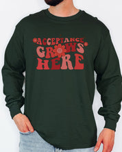 Acceptance Grows Here Groovy Long Sleeve T-Shirt-Neurodiversity, ADHD & Autism Awareness & Acceptance Long-sleeve by Daily Bloom
