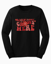 Acceptance Grows Here Groovy Long Sleeve T-Shirt-Black-Neurodiversity, ADHD & Autism Awareness & Acceptance Long-sleeve by Daily Bloom