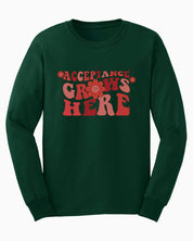 Acceptance Grows Here Groovy Long Sleeve T-Shirt-Forest Green-Neurodiversity, ADHD & Autism Awareness & Acceptance Long-sleeve by Daily Bloom