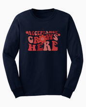 Acceptance Grows Here Groovy Long Sleeve T-Shirt-Navy-Neurodiversity, ADHD & Autism Awareness & Acceptance Long-sleeve by Daily Bloom