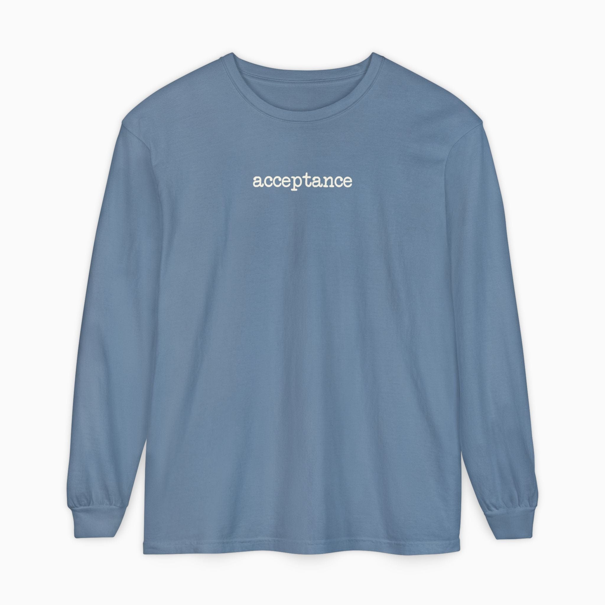 Autism Long-sleeve By Daily Bloom Acceptance Statement Comfort Colors Long Sleeve T-Shirt Blue Jean / S