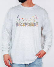 Acceptance Wildflowers Long Sleeve T-Shirt-Neurodiversity, ADHD & Autism Awareness & Acceptance Long-sleeve by Daily Bloom
