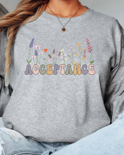 Acceptance Wildflowers Long Sleeve T-Shirt-Neurodiversity, ADHD & Autism Awareness & Acceptance Long-sleeve by Daily Bloom
