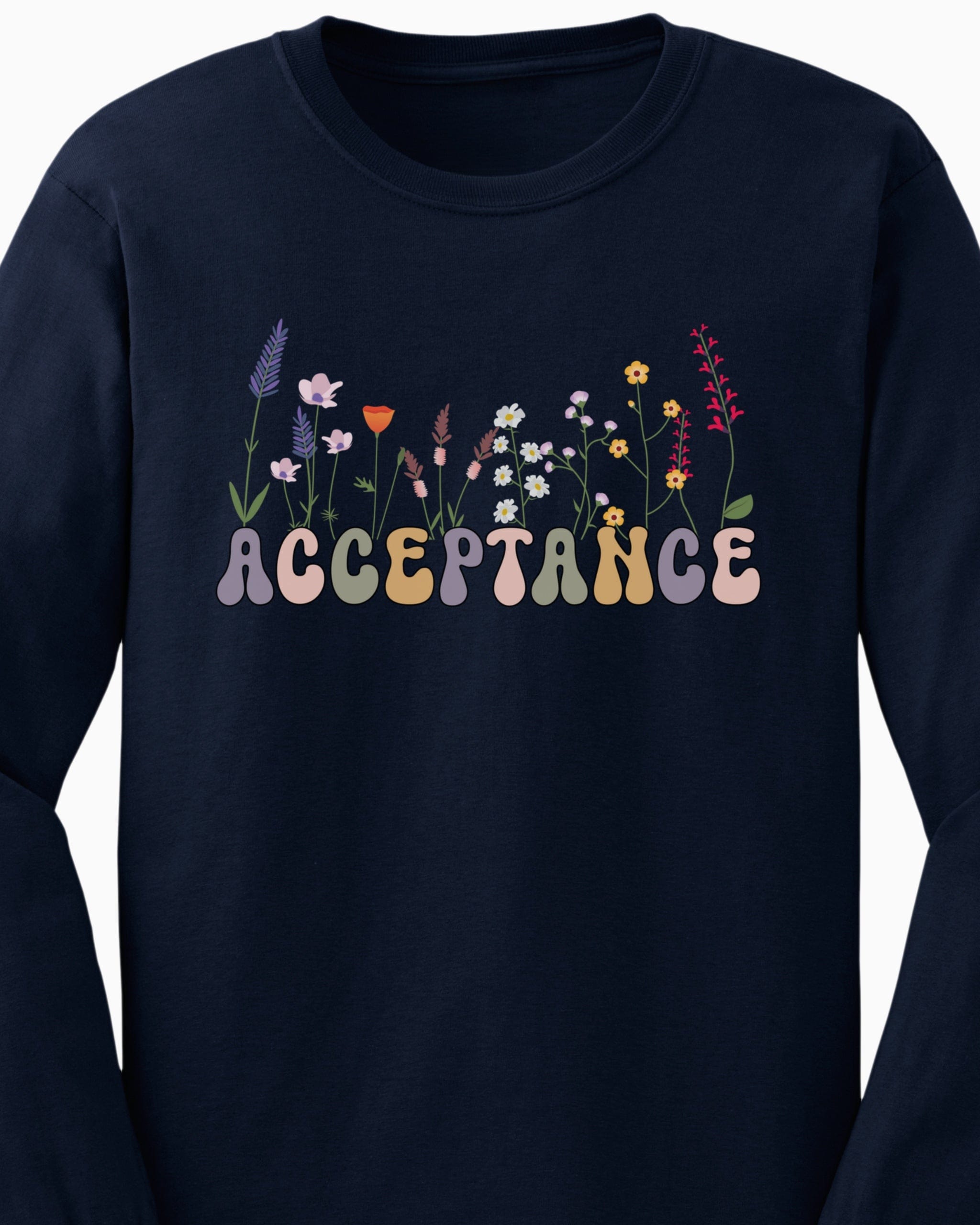 Acceptance Wildflowers Long Sleeve T-Shirt-Neurodiversity, ADHD & Autism Awareness & Acceptance Long-sleeve by Daily Bloom
