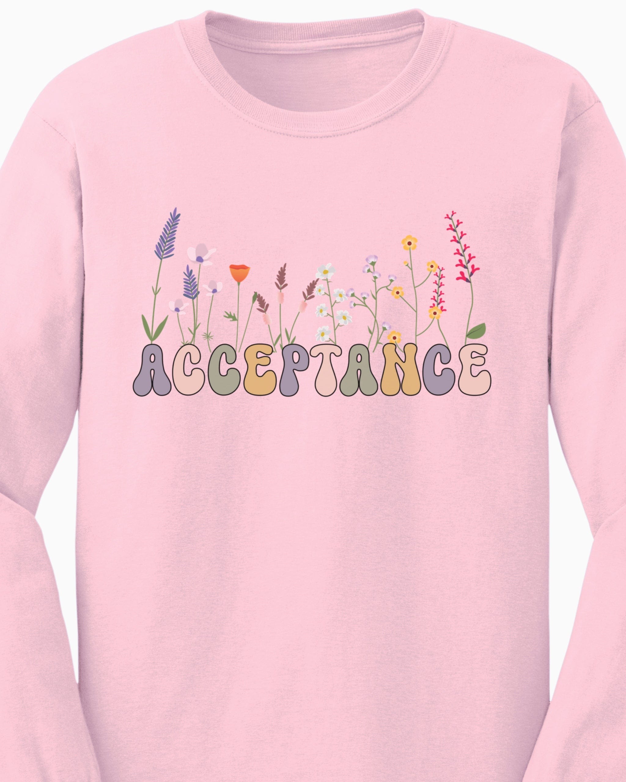 Acceptance Wildflowers Long Sleeve T-Shirt-Neurodiversity, ADHD & Autism Awareness & Acceptance Long-sleeve by Daily Bloom